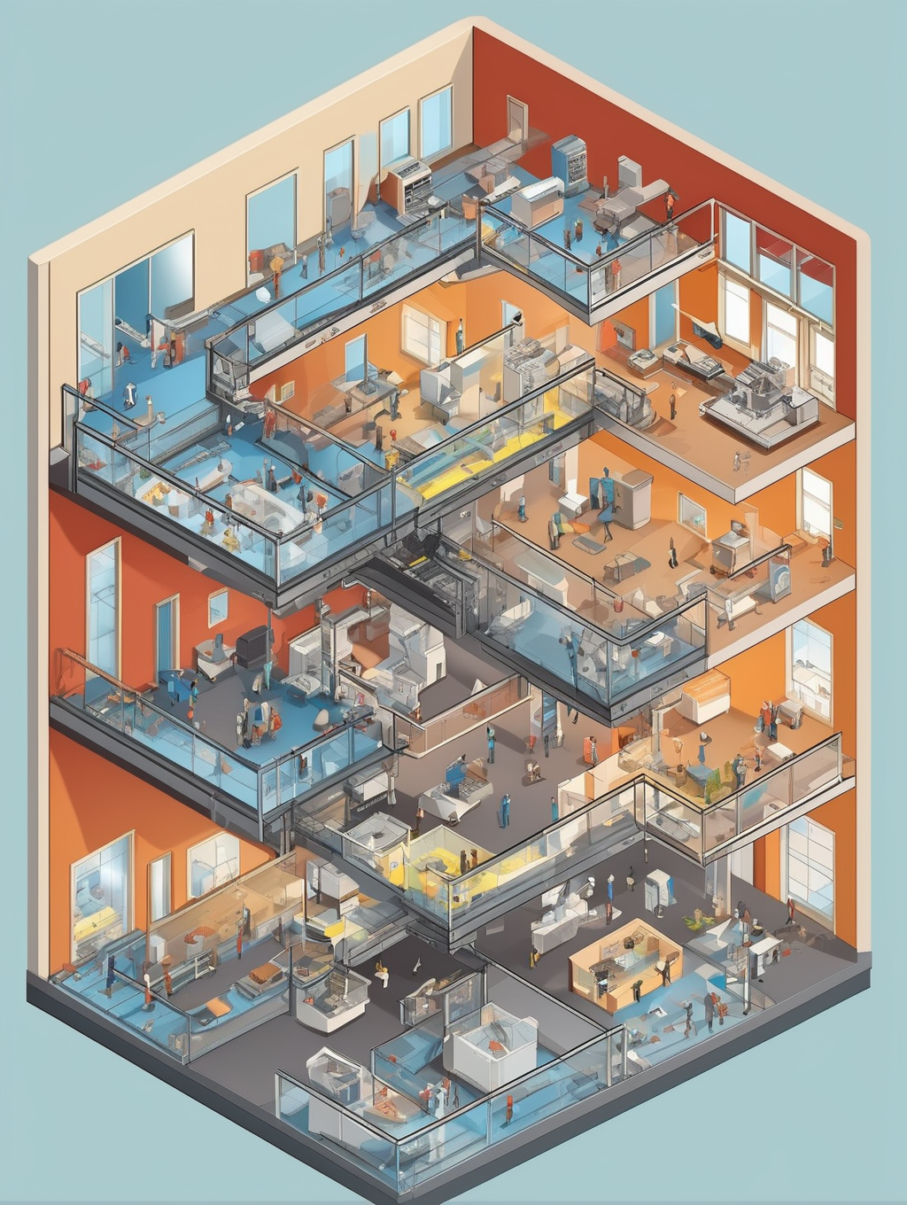 01991-544359732-_lora_Isometric Cutaway_1_Isometric Cutaway - illustration building as a conveyor where in different rooms happens different pro.png